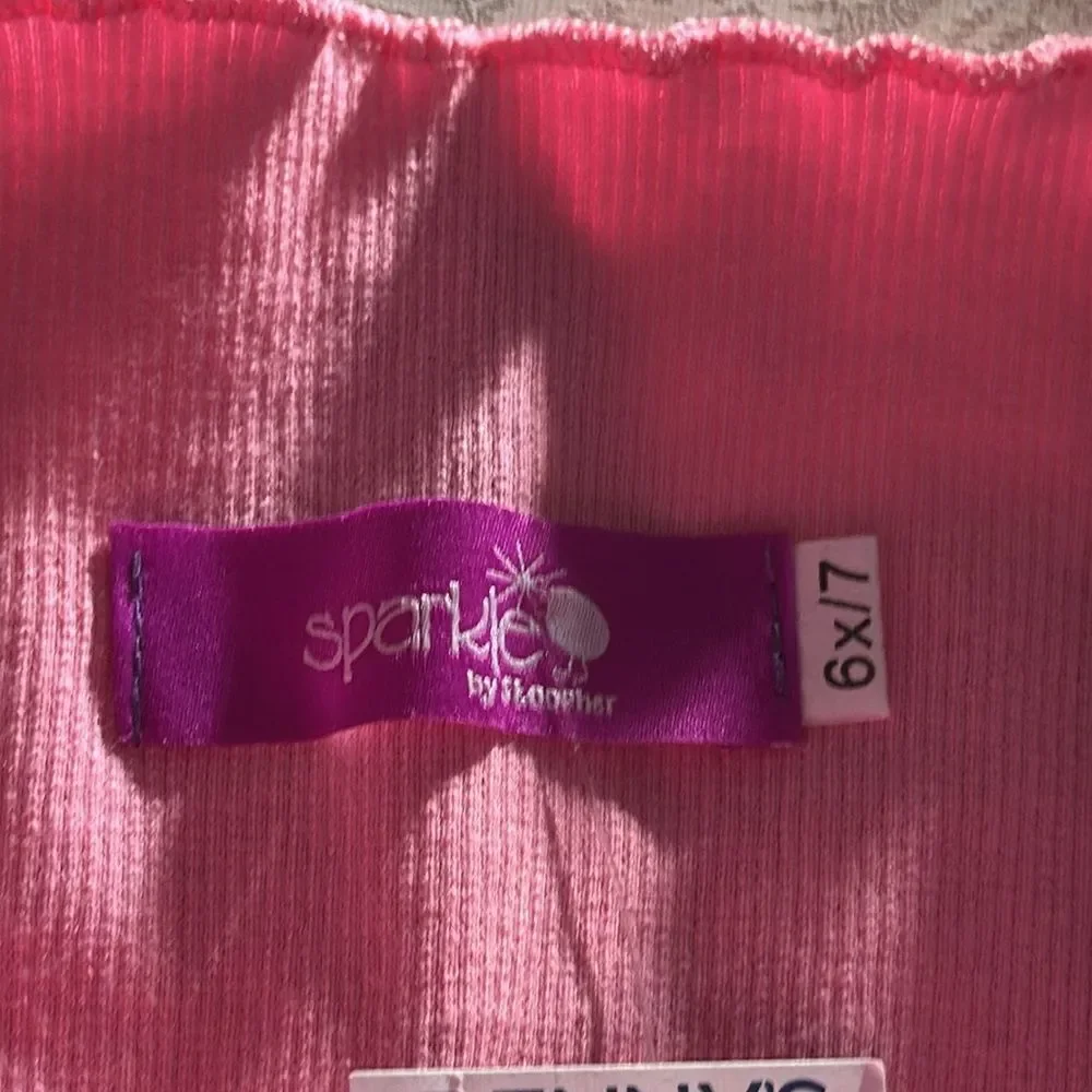 Sparkle by Stooper Girls Pink Tulle Strappy Rainbow Dress. Size 6x/7