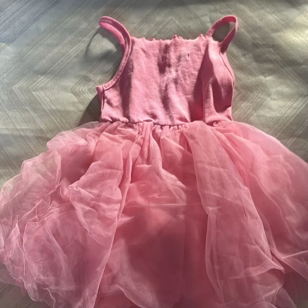 Sparkle by Stooper Girls Pink Tulle Strappy Rainbow Dress. Size 6x/7