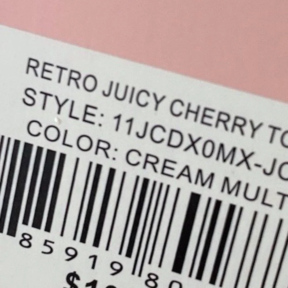 Juicy Couture Retro Juicy Cherry‎ Gelato Daydreamer Tote Bag Cream Pink NEW