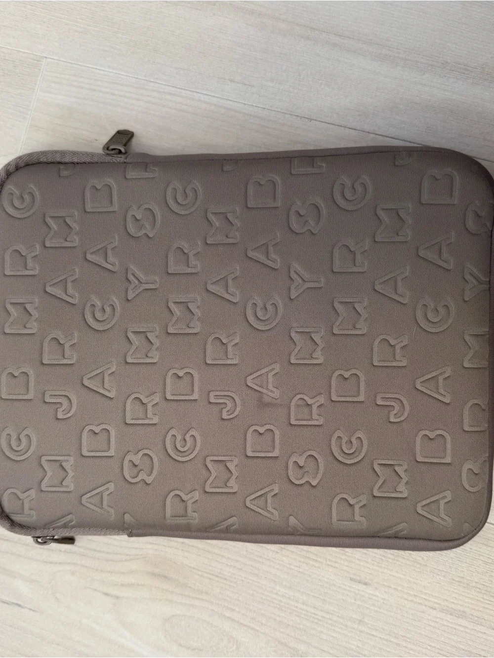 Marc by Marc Jacobs Taupe Embossed Logo iPad case with plush inside 10.5” x 8”