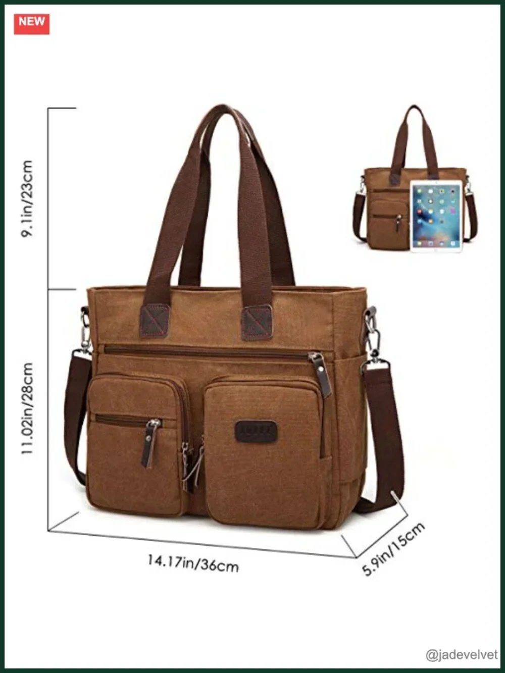 Canvas Satchel Handbag Top Zipper Shoulder Bag Tote Messenger Purse