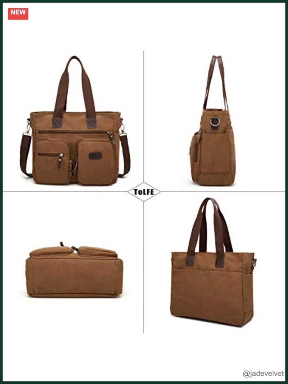 Canvas Satchel Handbag Top Zipper Shoulder Bag Tote Messenger Purse