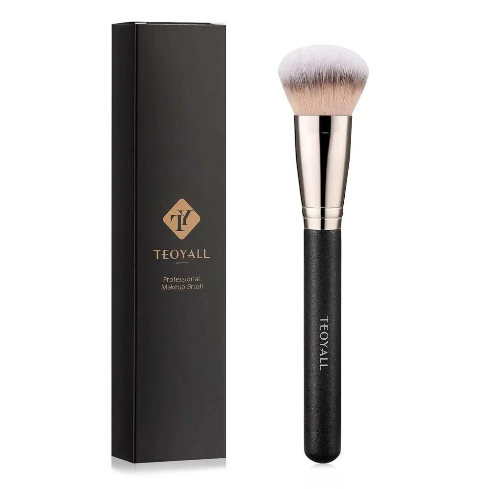 TEOYALL Foundation Brush Women Black Professional Flat Top Buffing Tool