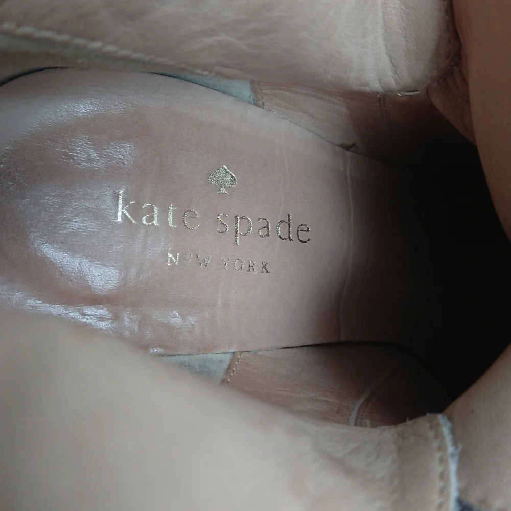 Kate spade New York Lexy double buckle pebbled leather boots in taupe size 6.5
