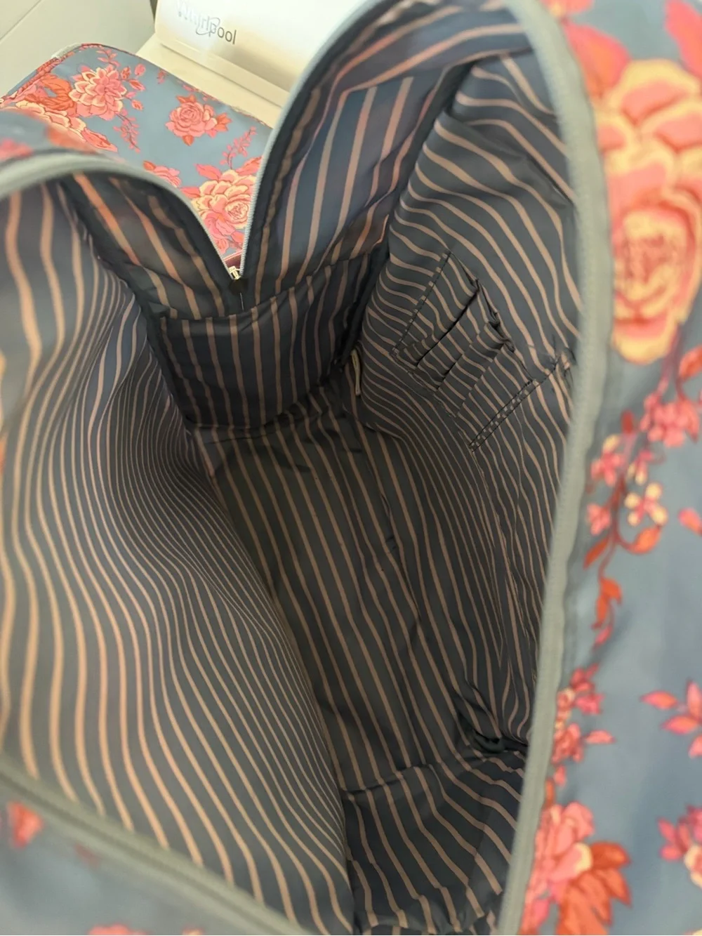 Matilda Jane Blue Floral Backpack with Pink Rose Print and Matching Lunch Bag