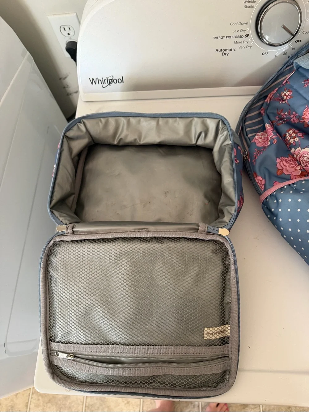 Matilda Jane Blue Floral Backpack with Pink Rose Print and Matching Lunch Bag