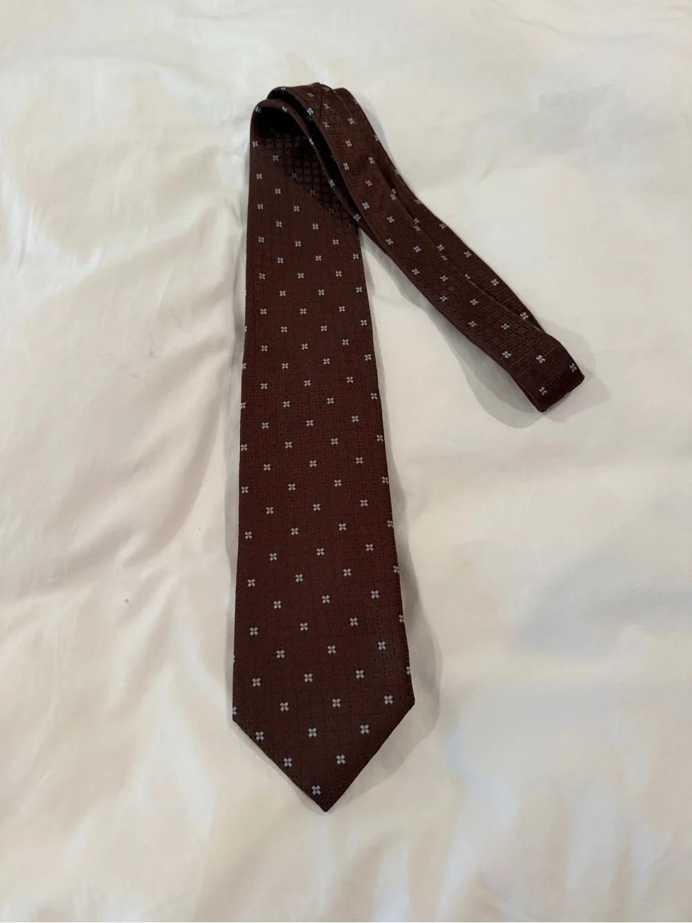 Brown Micro-Pattern Silk Tie - Men's Accessory