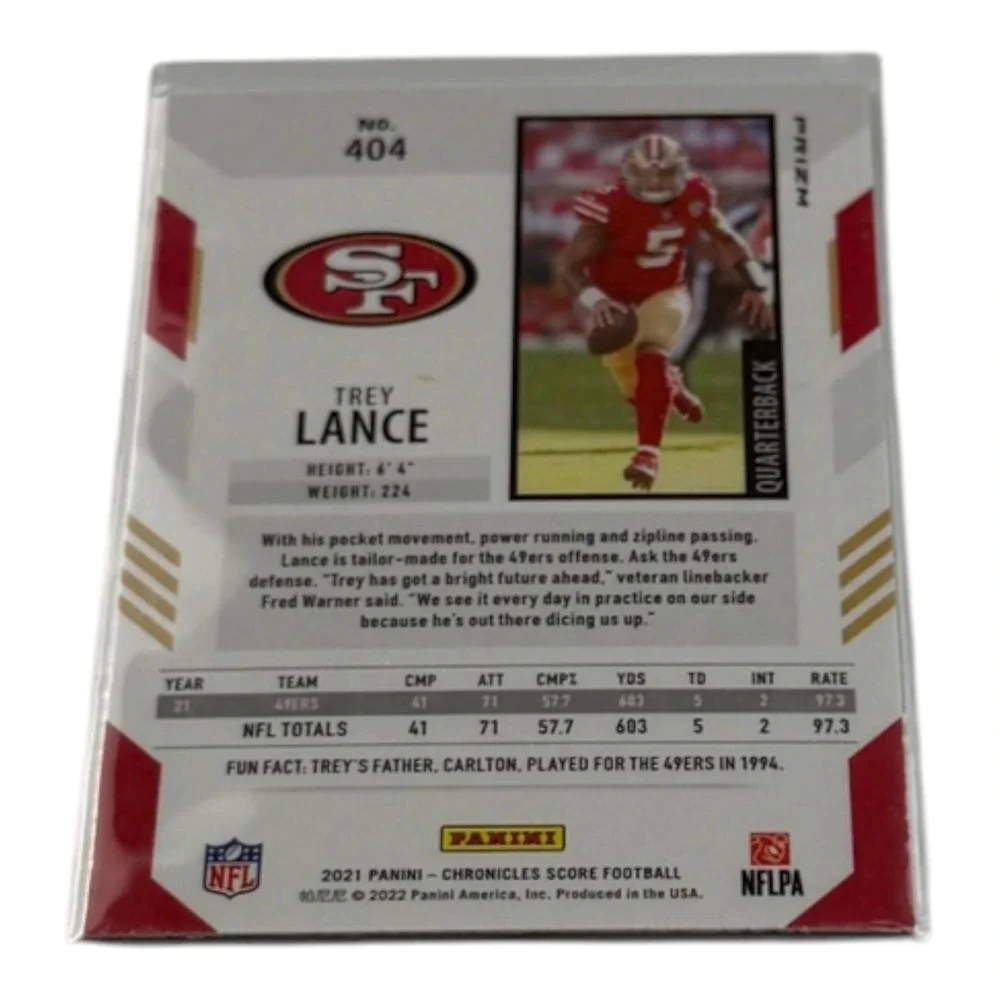 2021 Panini Chronicles Score Trey Lance Rookie Card 404 Silver Prizm 49ers RC