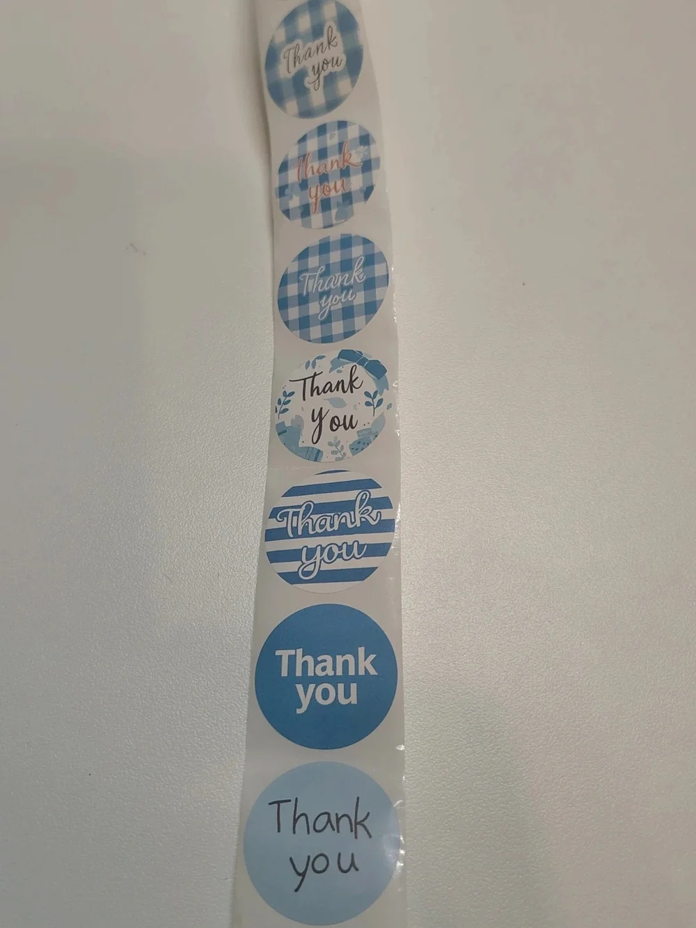 50 Thank You Blue Ribbon Cards and Stickers