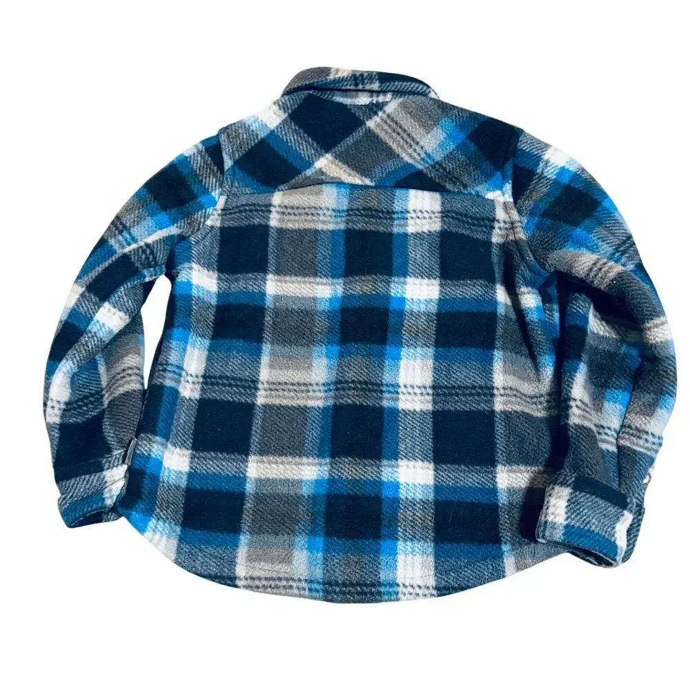 Eddie Bauer Size 4/5‎ Kids Toddler Blue Flannel Shacket Sherpa Lined Snap Button