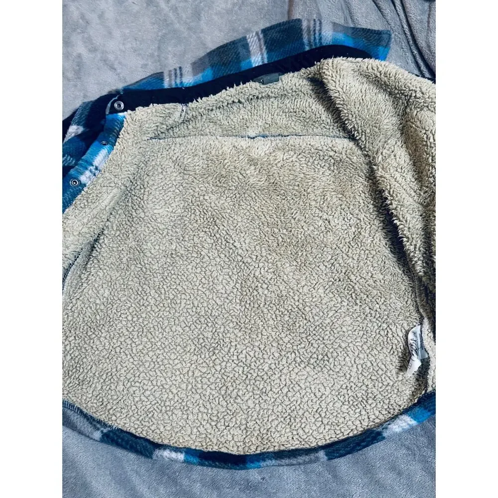 Eddie Bauer Size 4/5‎ Kids Toddler Blue Flannel Shacket Sherpa Lined Snap Button
