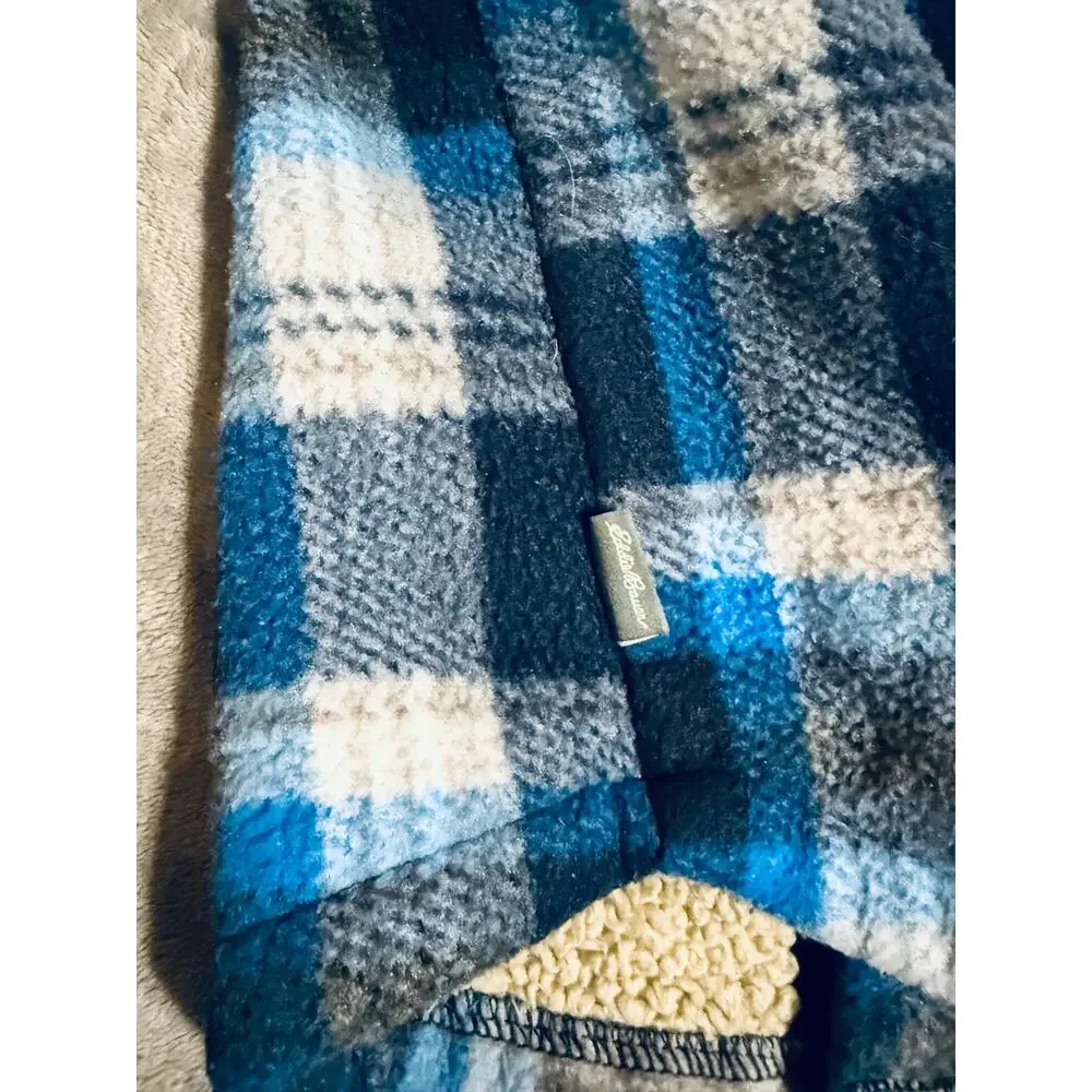 Eddie Bauer Size 4/5‎ Kids Toddler Blue Flannel Shacket Sherpa Lined Snap Button