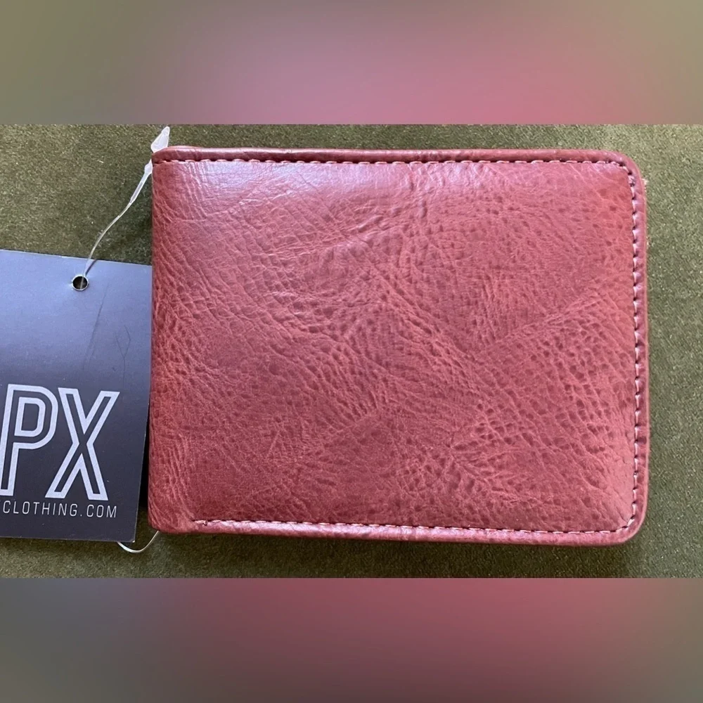 NEW PX Brown Bi-fold Vegan Wallet