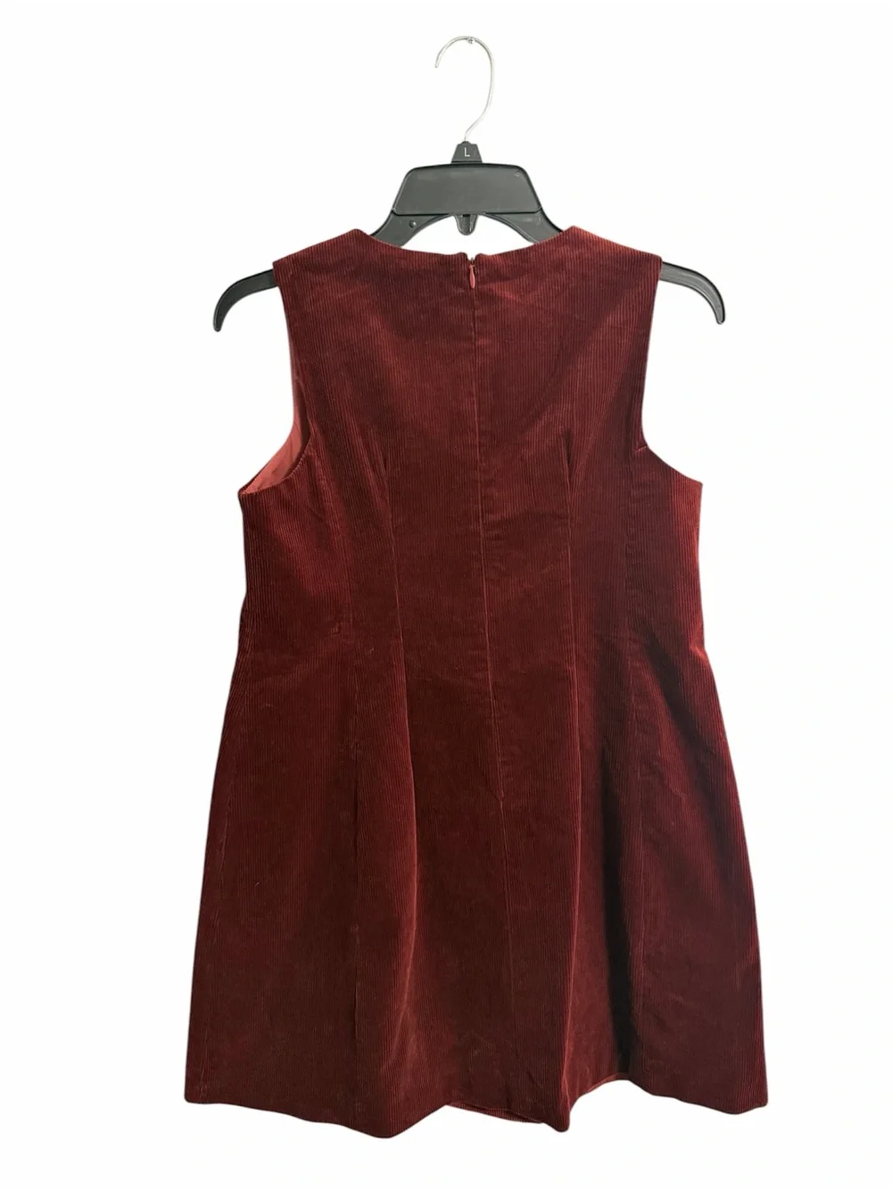 Sleeveless Rust Corduroy A-Line Dress with Black Panel
