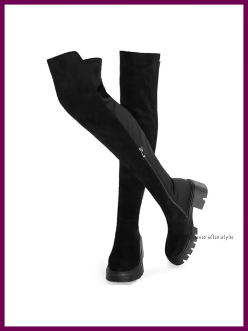 Suede Lace Up Over The Knee Platform Chunky Heel Boots