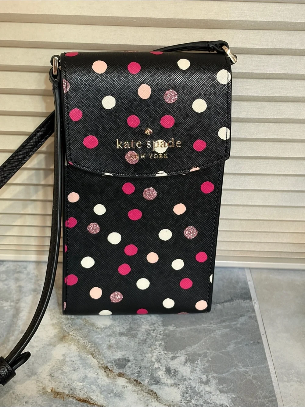 kate spade Black Polka Dot Crossbody phone case