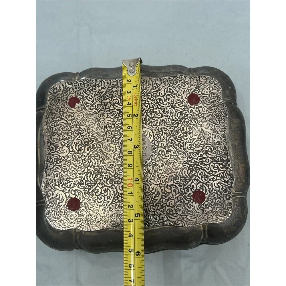 Vintage Godinger Silver Plated Red Velvet Lined Jewelry Box Trinket Box