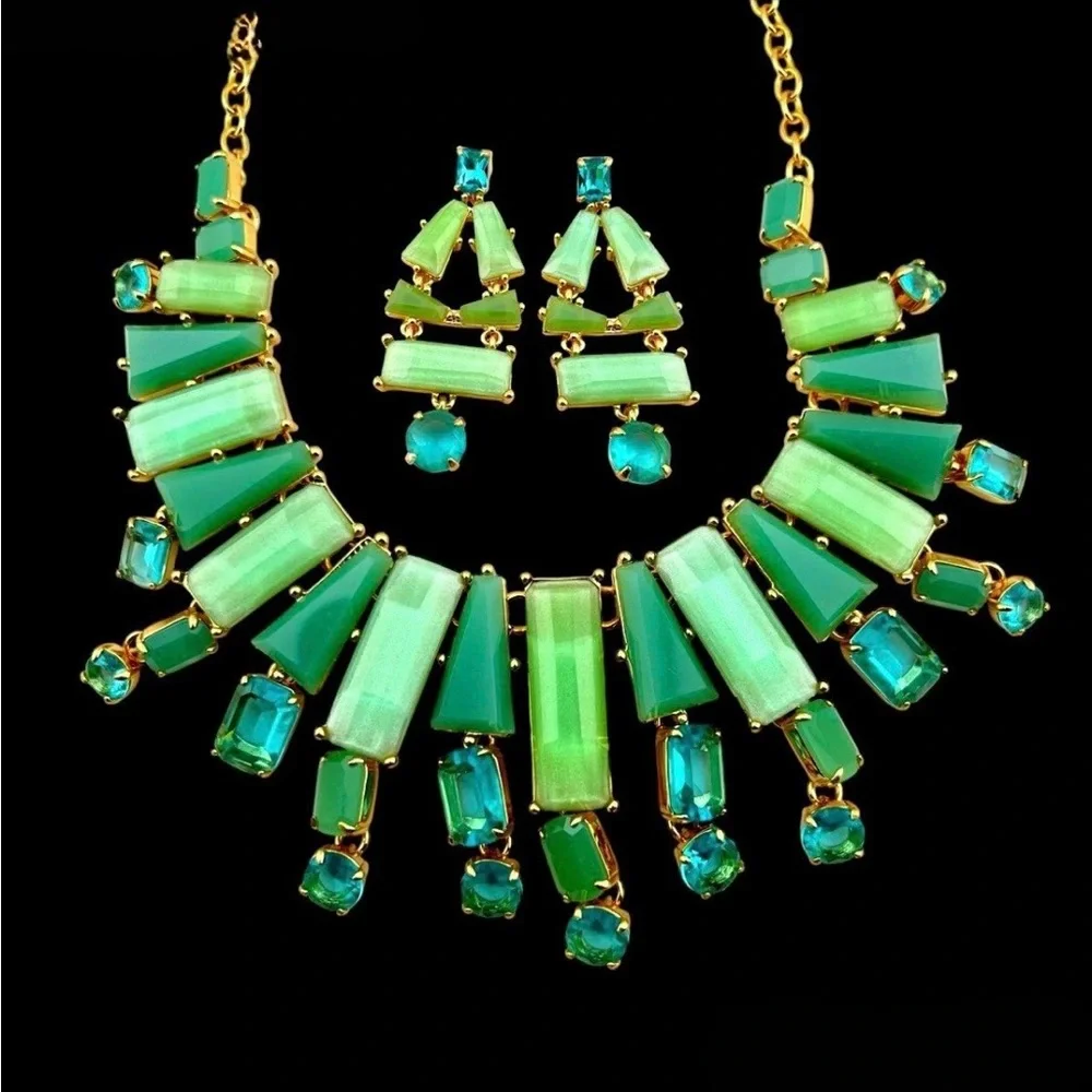 Kate Spade Signed Beach Gem  Statement Necklace/Earring Set