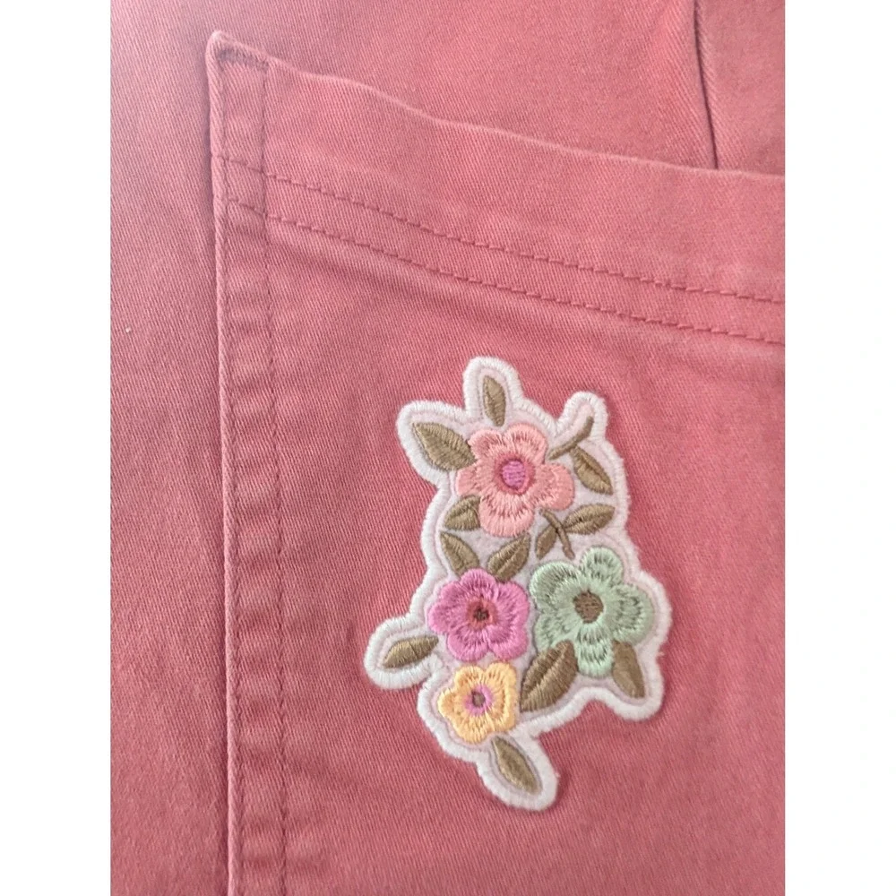 365 Kids Garanimals Mauve Pink Floral Embroidered Pinafore Overall Dress Size 8