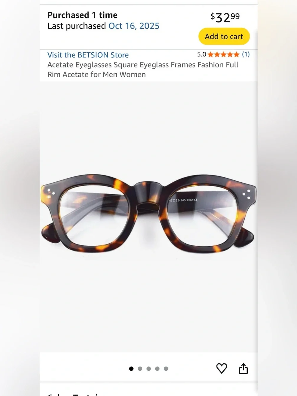 Betison Tortoiseshell Square Acetate Eyeglass Frames