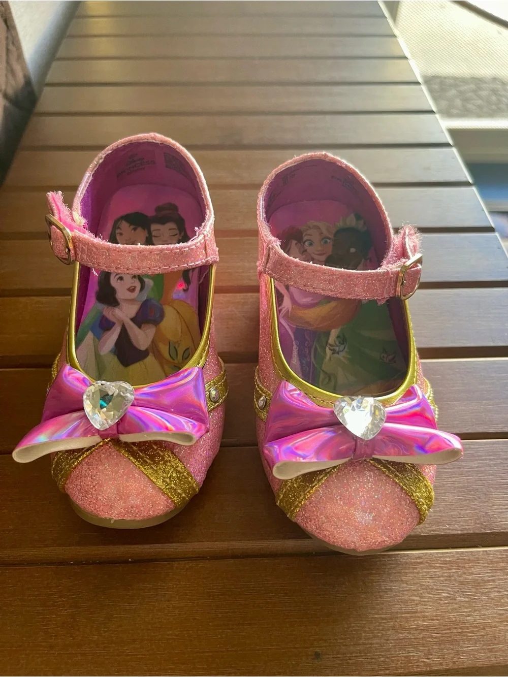 Disney Pink Glitter Princess Mary Jane Shoes with Iridescent Bows