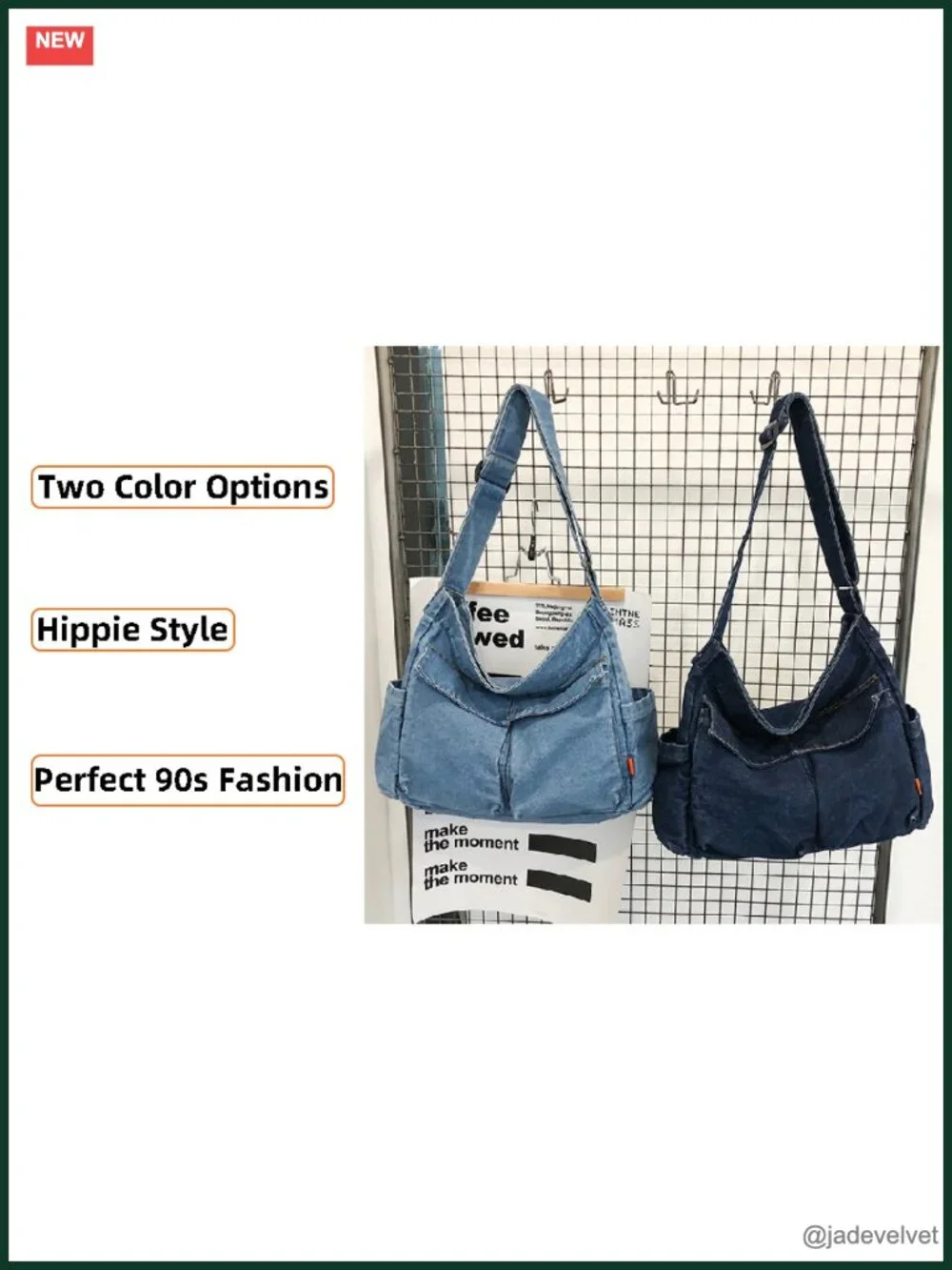 Denim Shoulder Bag Casual Lightweight Retro Travel Shopper Crossbody Handbag