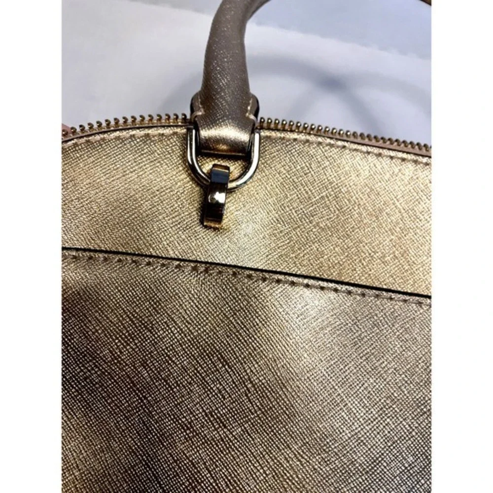 Michael Kors Emmy Dome Satchel Purse‎ Crossbody Metallic Gold Medium