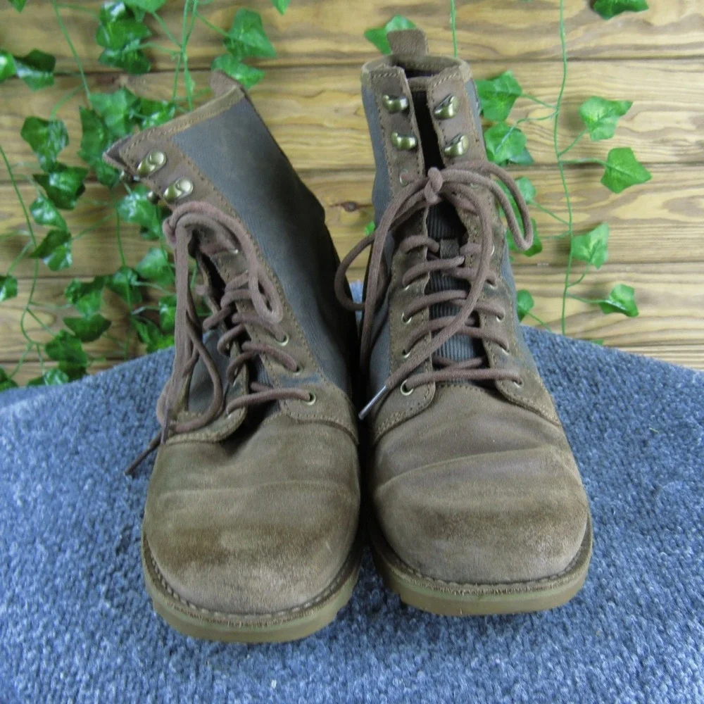 UGG Montgomery Mens 8 Brown Nubuck Suede Canvas Lace-Up Ankle Utility‎ Boots