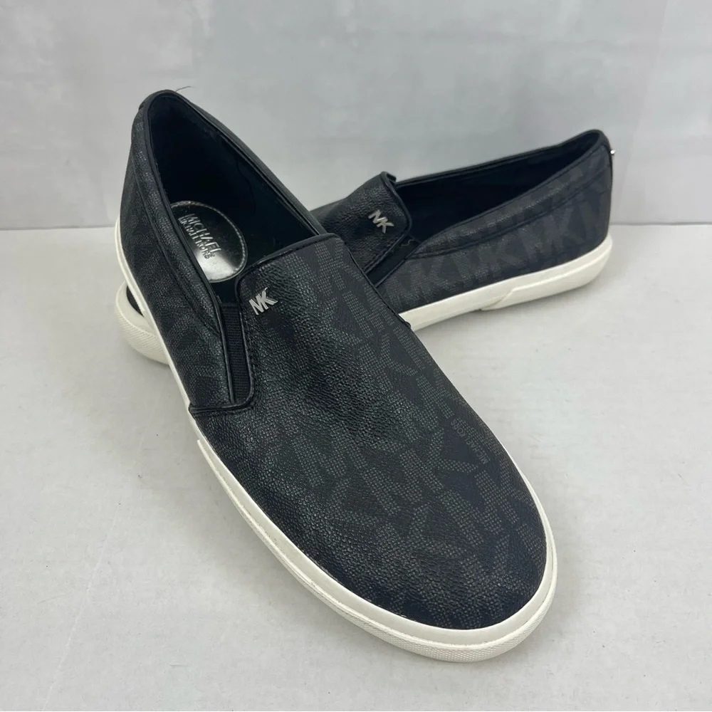 Michael Kors Women’s Black Slip On MK Logo  Sneakers Size 10‎