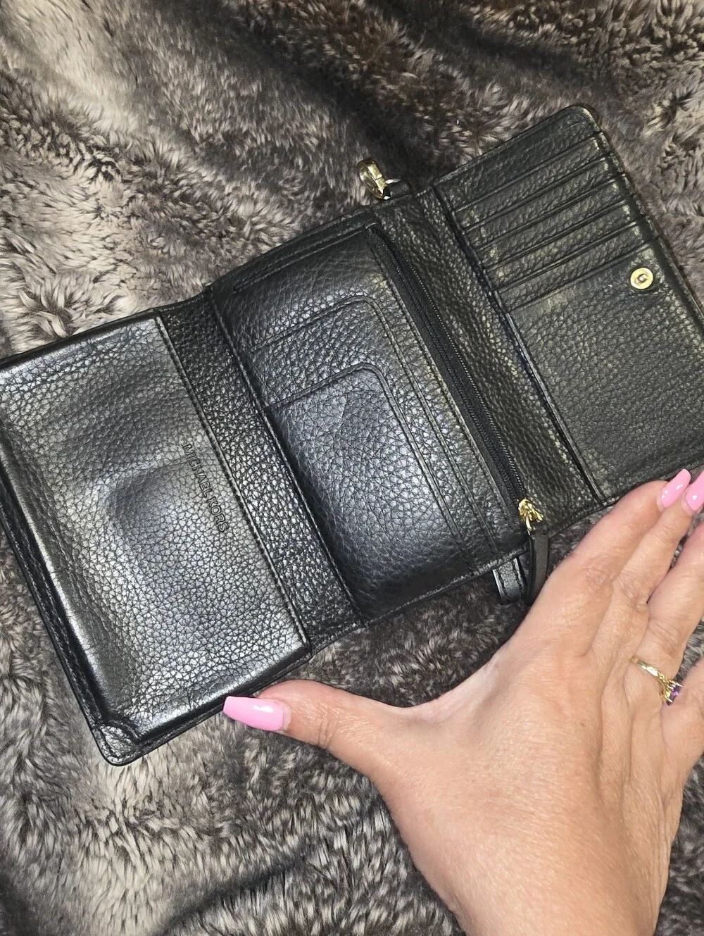 Michael Kors Black Leather Wallet Wristlet Mk