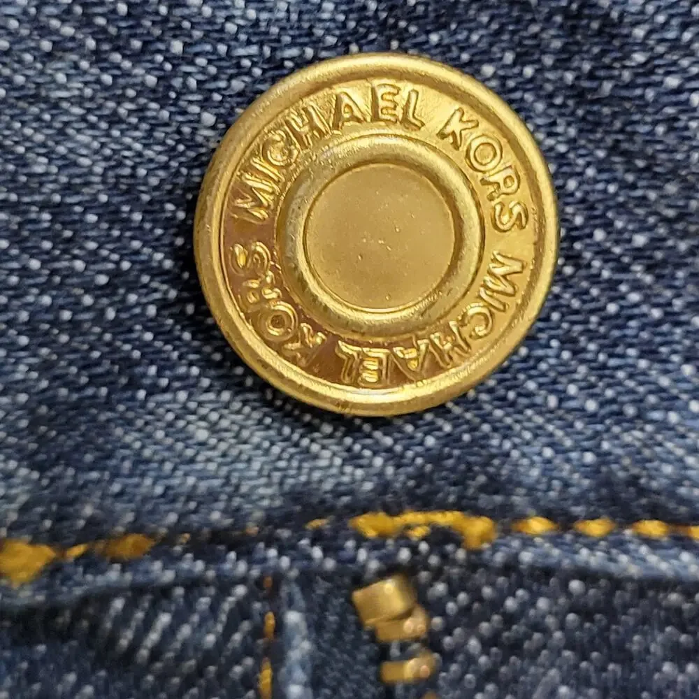 EUC Michael Kors Size 6 Low Rise 5 Pocket Straight Denim Jeans Studded MK Logo