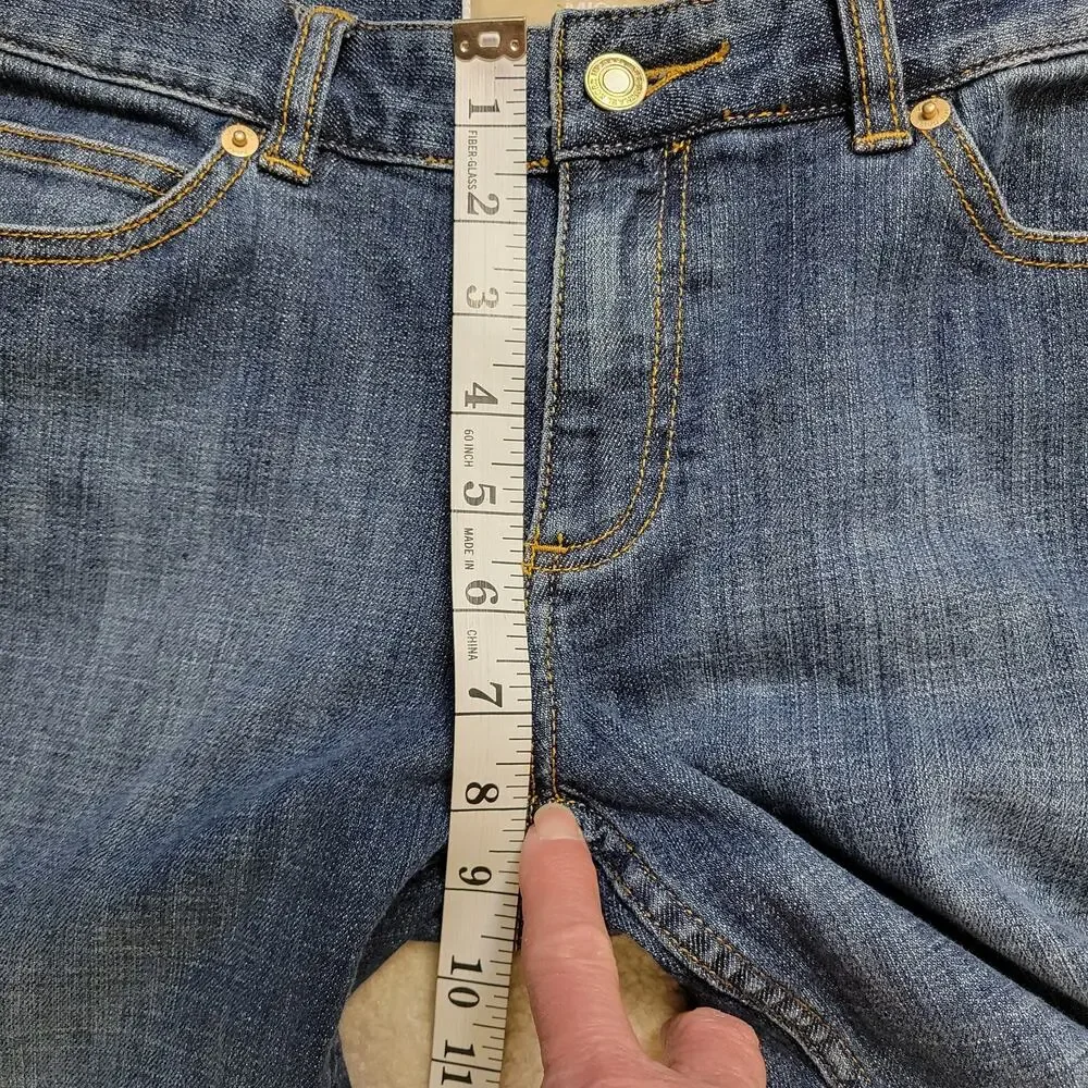 EUC Michael Kors Size 6 Low Rise 5 Pocket Straight Denim Jeans Studded MK Logo