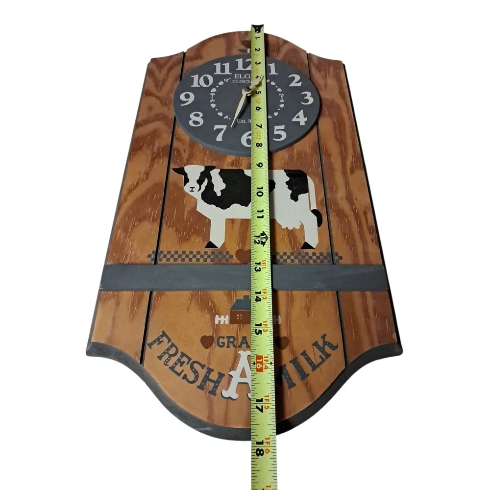 VTG Elgin Cow Clock Habersham Country Collection Farm 1987 Cottage Granny Core