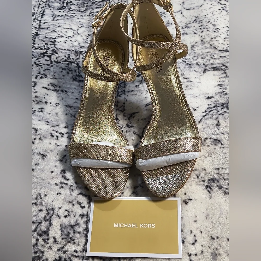 NWT Michael Kors Ava Glitter Mesh Mid Sandal - US 8.5