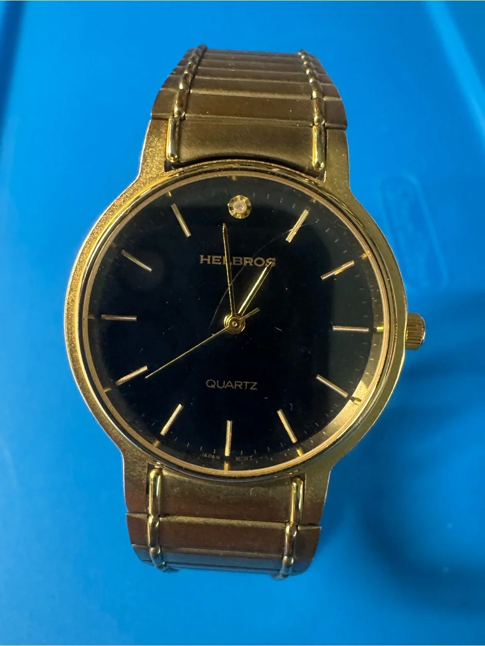 Helbros Gold Tone Black Dial Quartz Watch