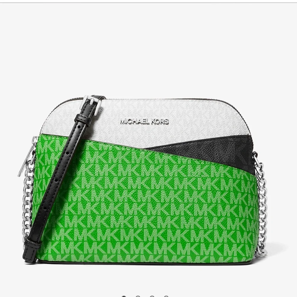 Michael Kors Jet Set Travel Color-Block Signature Logo Crossbody  Jangle Green