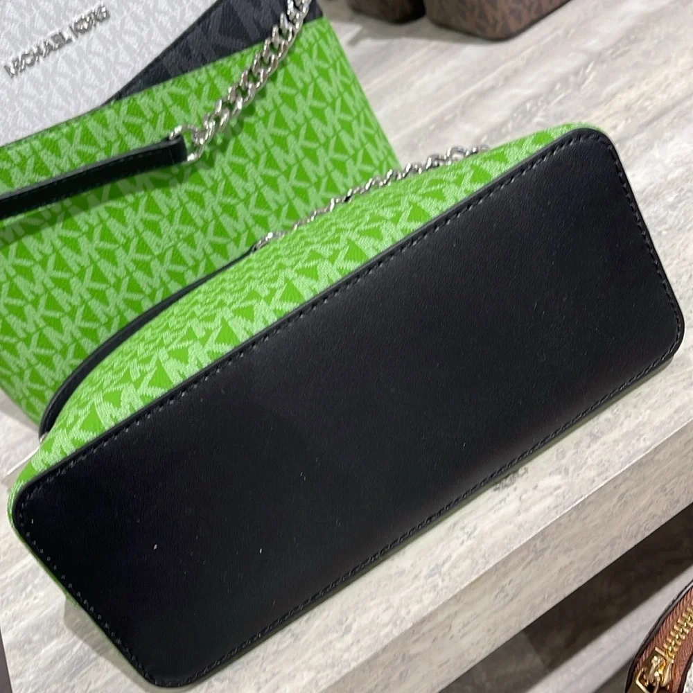 Michael Kors Jet Set Travel Color-Block Signature Logo Crossbody  Jangle Green