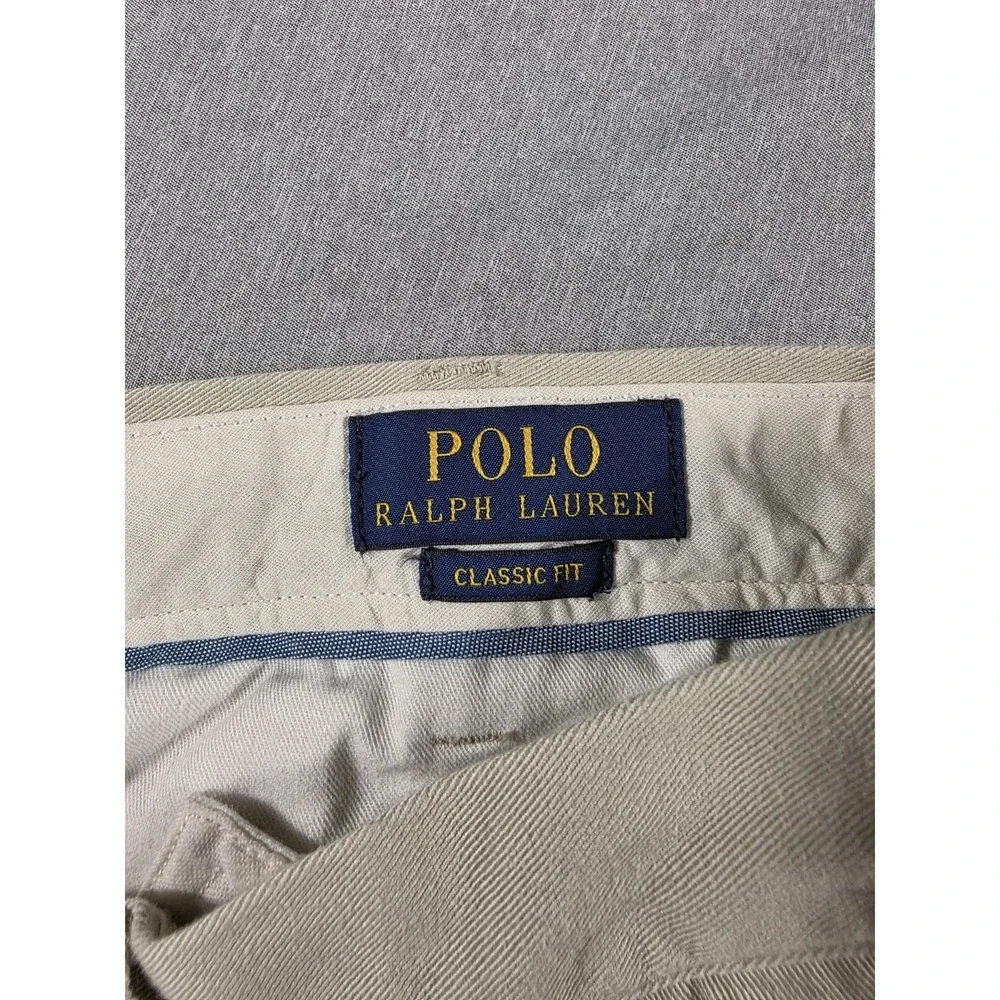 Polo Ralph Lauren Pants Mens 36x32‎ Beige Cotton Chino Five Pocket Preppy Pony