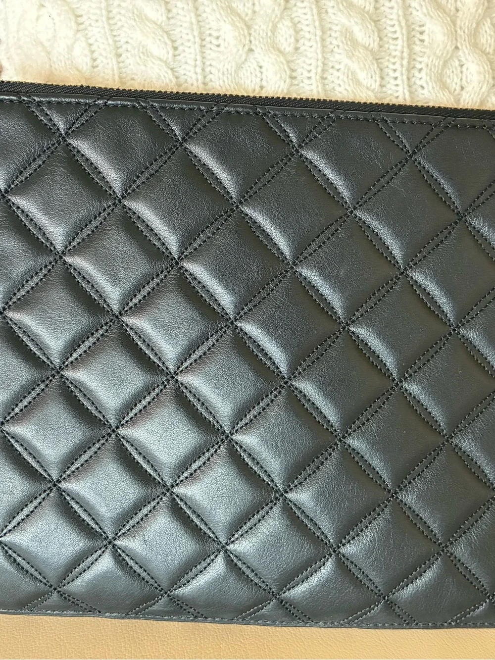 Chanel Quilted Leather Clutch Wristlet in Black with Gold CC Emblem