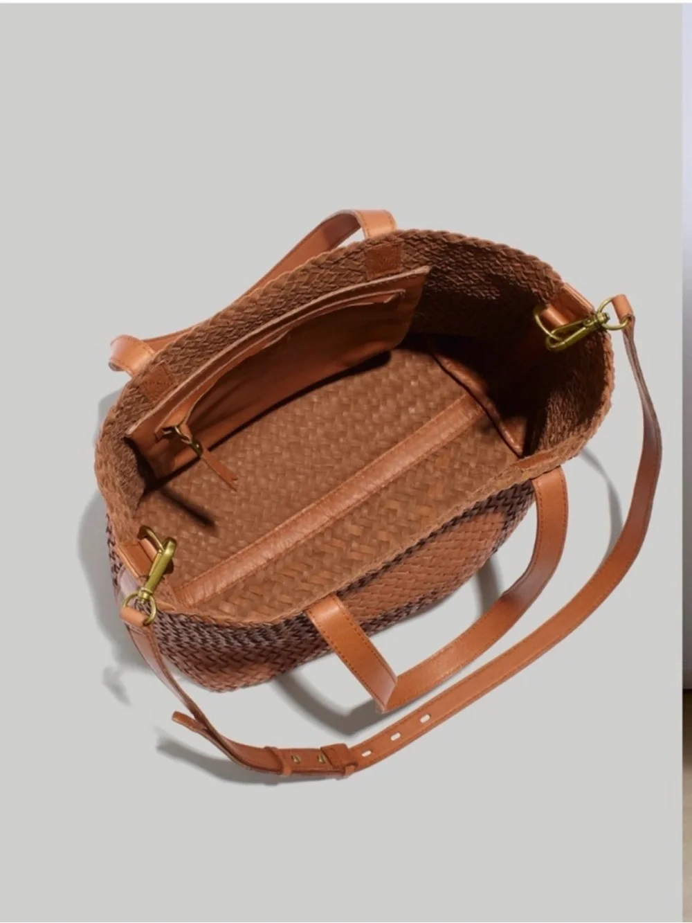Madewell Tan Woven Leather Shoulder Bag