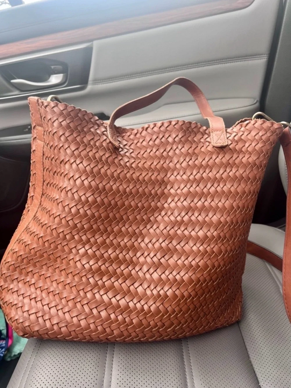 Madewell Tan Woven Leather Shoulder Bag