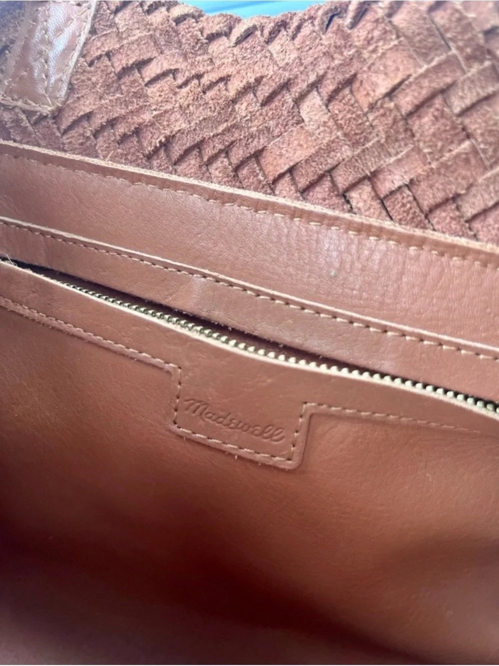 Madewell Tan Woven Leather Shoulder Bag