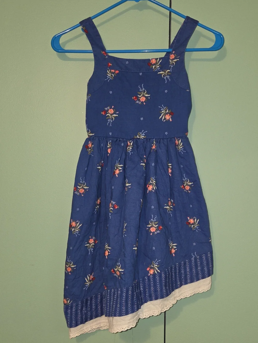 Disney Girls' Navy Blue Floral Sundress with Lace Trim Size 6