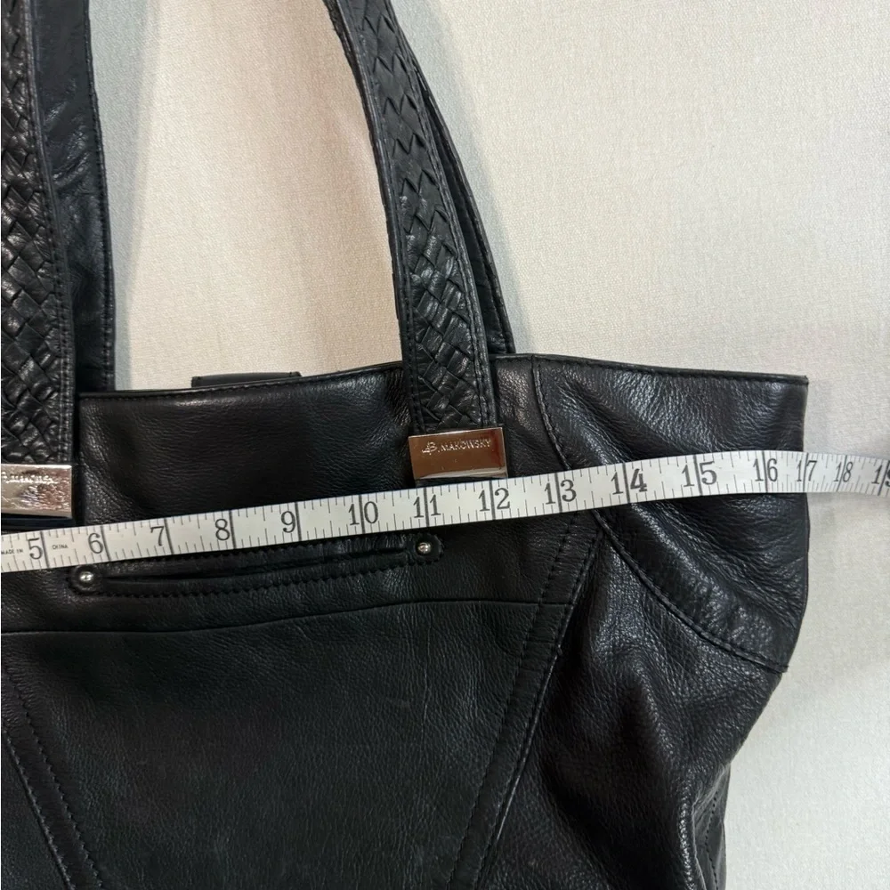 B. Makowsky Black Tote with Braided Straps
