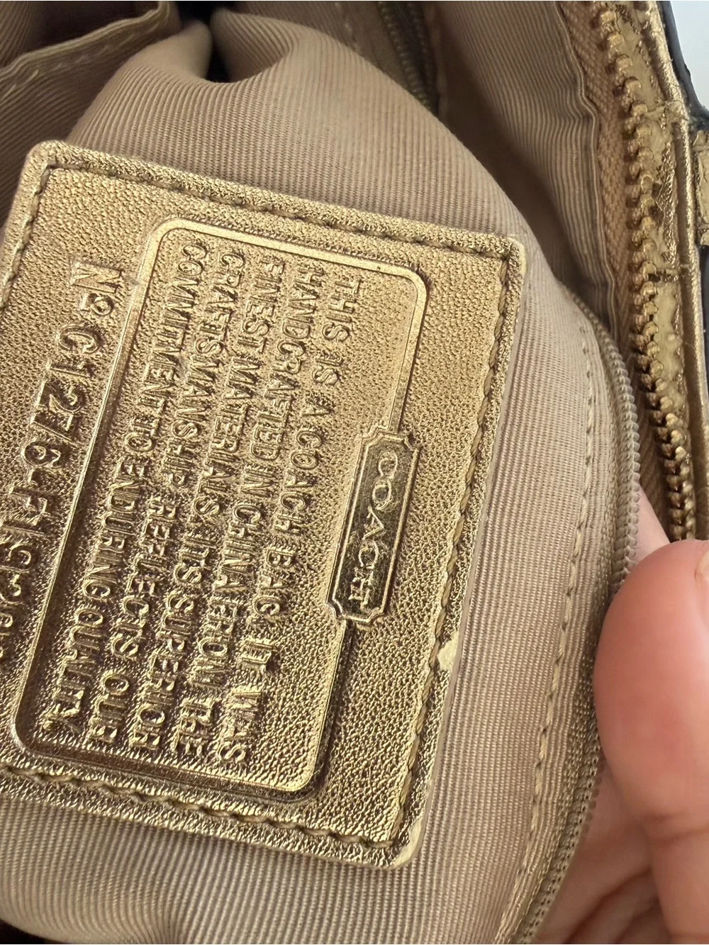 Coach Vintage Signature Metallic Patchwork Tote in Gold and Beige