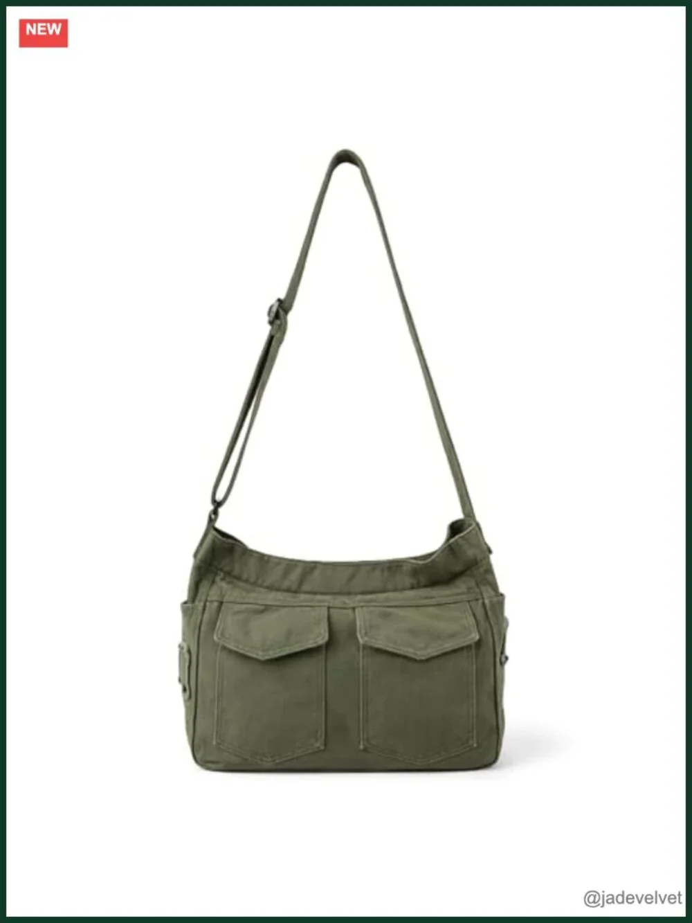 Canvas Tote Bag with Multiple Pockets Crossbody Shoulder Messenger
