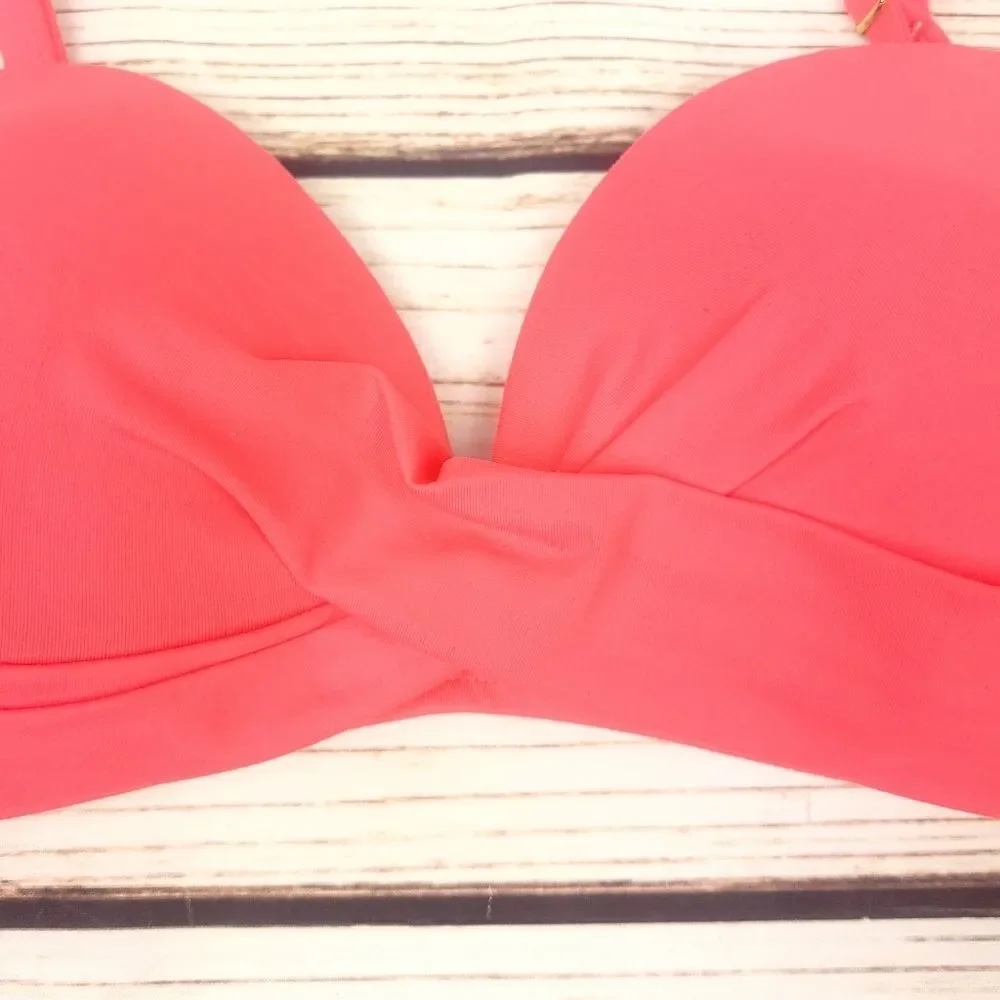 Kate Spade Bright Peony Twisted Front Adjustable Straps Bikini Top Size Med