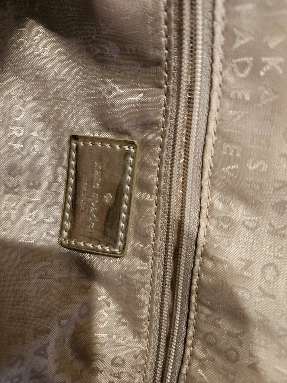 kate spade Metallic Gold Patent Tote with Polka Dot Accent