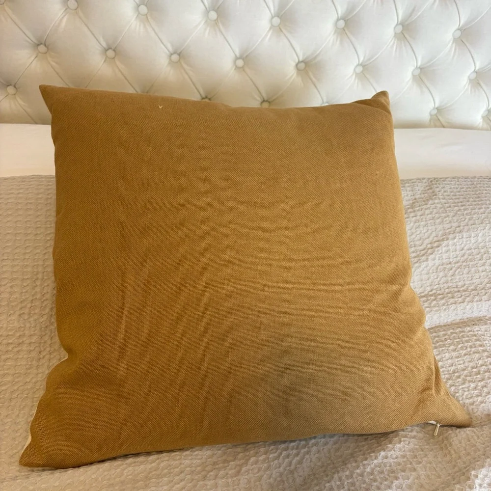 Pottery Barn Thanksgiving Autumn Harvest Pumpkin Throw Pillow 20x20 Square Linen