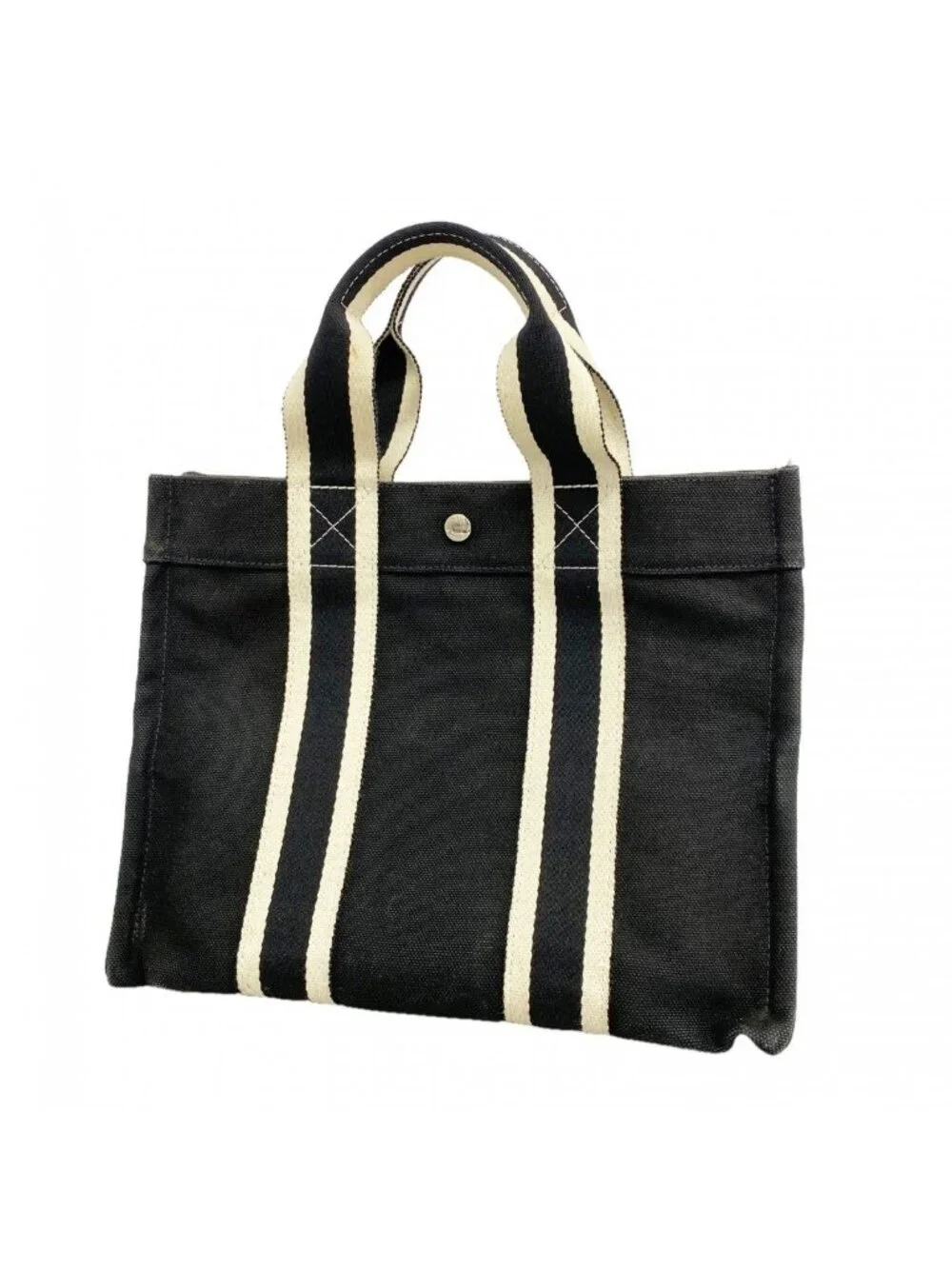 Hermes Tote Bora PM Canvas Black Silver